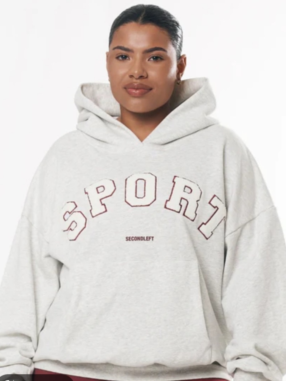 SECONDLEFT Sport Hoodie size XXS/XS Grey Marle/Berry